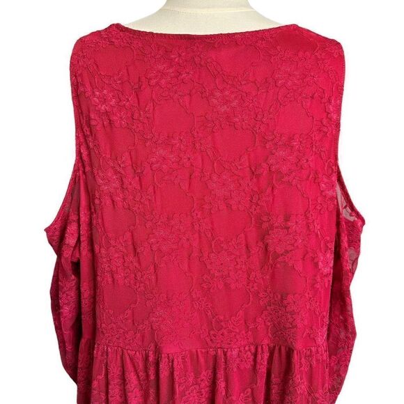 Torrid Lace Red Cold Shoulder Baby Doll Top - Picture 9 of 11